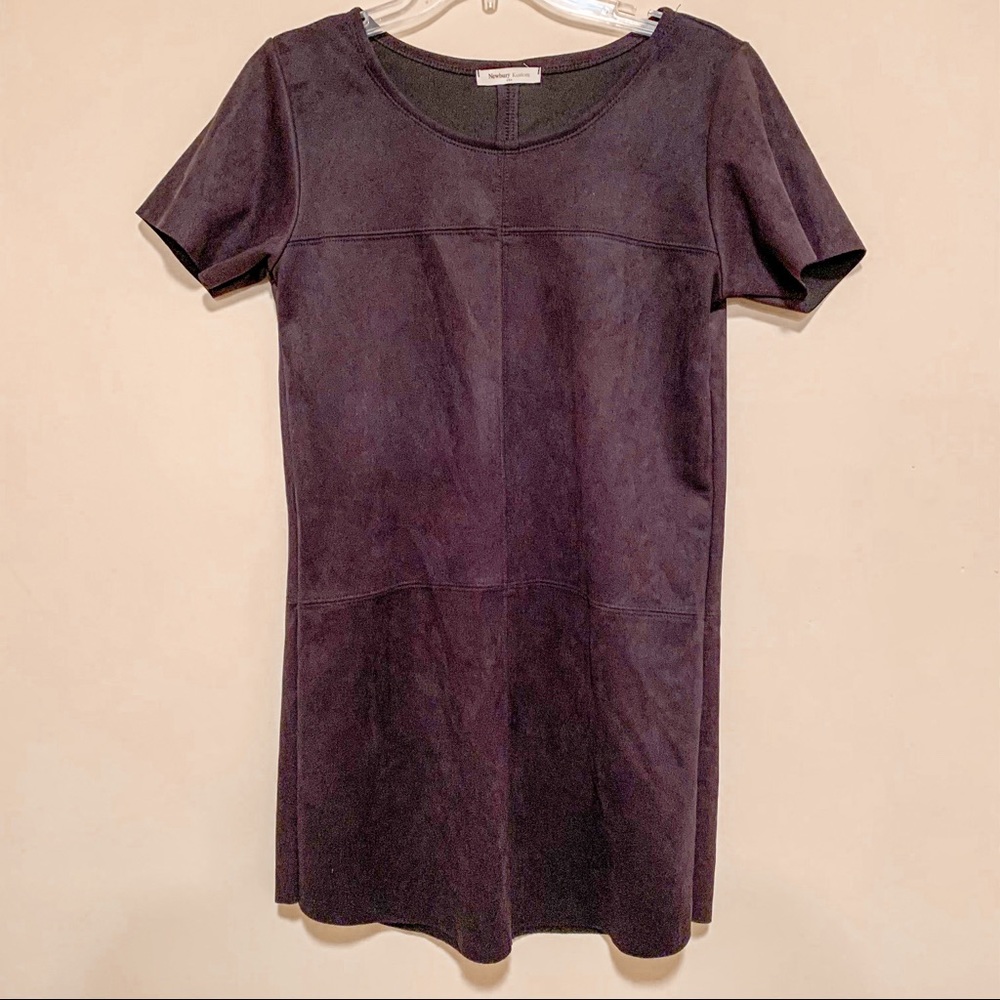 Newbury Kustom | Faux Suede Black Shift Dress